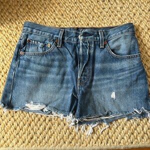 Levi 501 Denim Jean Shorts with Button Fly